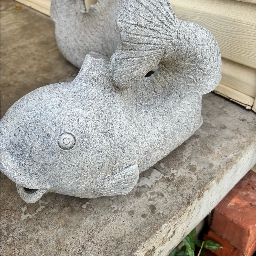 Gray Fish-Shaped Down Spout extension (Garden Statues) Pair